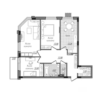 3-к кв. Смоленская область, Смоленск ул. Александра Степанова, 14 ...