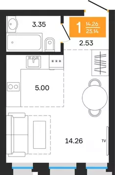 1-к кв. Башкортостан, Уфа ул. Нуриманова (25.14 м)
