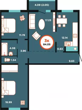 3-к кв. Калининградская область, Калининград Пригородная ул., 11 ...