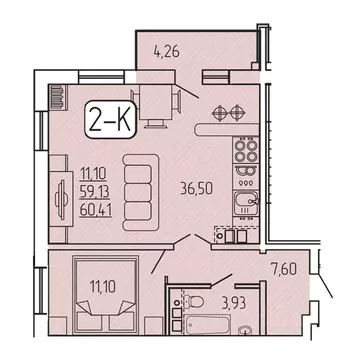 2-к кв. Бурятия, Улан-Удэ 140Б мкр,  (60.41 м)
