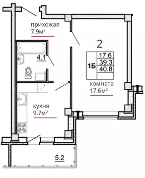 1-к кв. Псковская область, Псков ул. Алексея Алехина, 14 (40.8 м)