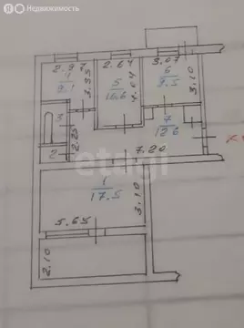 3-комнатная квартира: Махачкала, улица Айвазовского, 6Б (85 м)