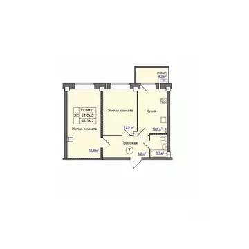 2-к кв. Псковская область, Псковский район, Завеличенская волость, д. ...