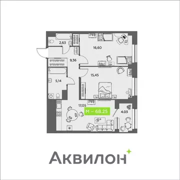 2-к кв. Архангельская область, Архангельск ул. Розы Шаниной, 4 (68.25 ...