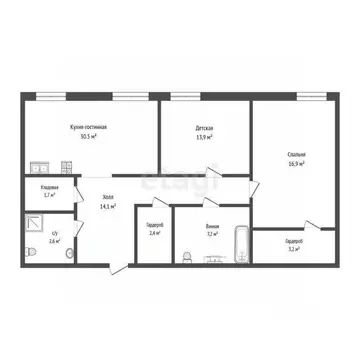 2-к кв. Тюменская область, Тюмень ул. Республики, 204к3 (92.8 м)