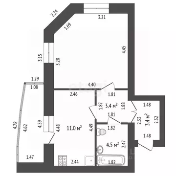 1-к кв. Мордовия, Саранск ул. Короленко, 12 (41.2 м)