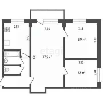 3-к кв. Калужская область, Калуга ул. Подвойского, 35 (48.8 м)