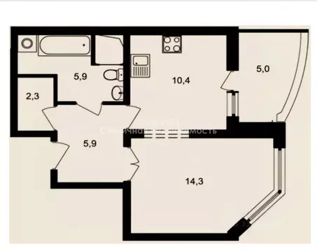 1-к кв. Московская область, Ленинский городской округ, Дрожжино пгт ш. ...