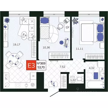 2-к кв. Тульская область, Тула Мясново мкр, Желания жилой комплекс ...