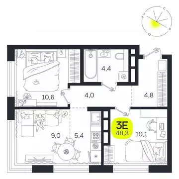 3-к кв. Свердловская область, Екатеринбург Южная Ботаника жилрайон, ...