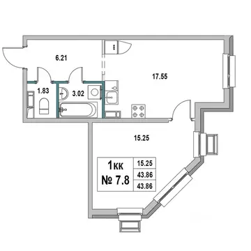 1-к кв. Ленинградская область, Выборг ул. 2-я Южная, 4 (43.86 м)