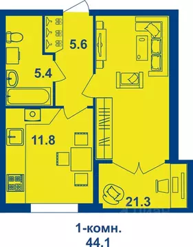 1-к кв. Костромская область, Кострома Магистральная ул., 71 (44.1 м)