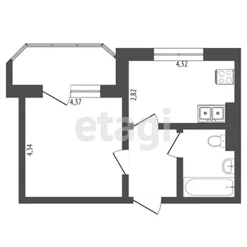 1-комнатная квартира: Тобольск, 4-я Северная улица, 10 (42.8 м)