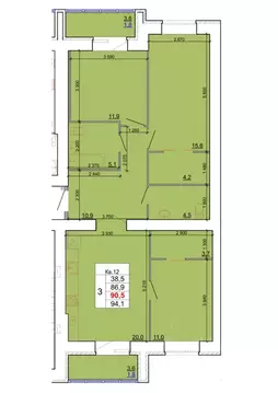 3-к кв. Костромская область, Кострома Кинешемское ш., 88 (90.5 м)