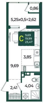 Студия Краснодарский край, Краснодар Образцово мкр,  (23.47 м)