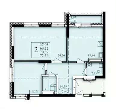 2-к кв. Башкортостан, Уфа Затон-Восточный жилрайон, Паруса жилой ...