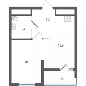 1-комнатная квартира: Екатеринбург, улица Учителей, 33 (30.9 м)