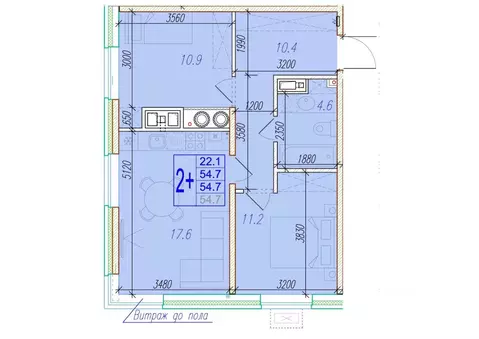 2-к кв. Астраханская область, Астрахань ул. Трофимова, 10 (54.7 м)