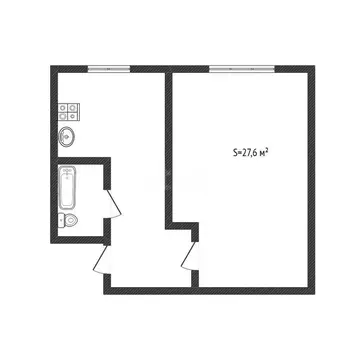 1-комнатная квартира: Бийск, улица Ильи Репина, 1 (27.6 м)