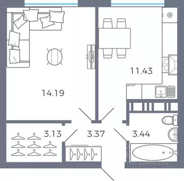 1-к кв. Самарская область, Волжский район, Черноречье с/пос, с. ...