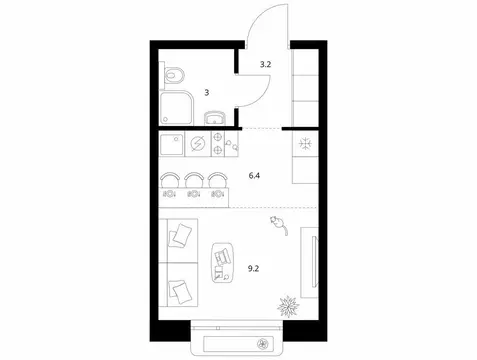 Квартира-студия: Казань, ЖК Сиберово, 3 (21.8 м)