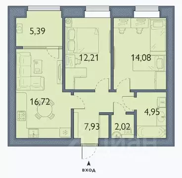2-к кв. Брянская область, Брянский район, пос. Мичуринский, ...
