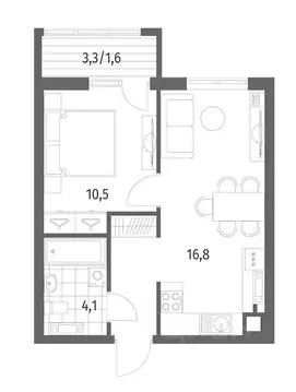 1-к кв. Калининградская область, Гурьевск ул. Имени Романа Руденко, ...