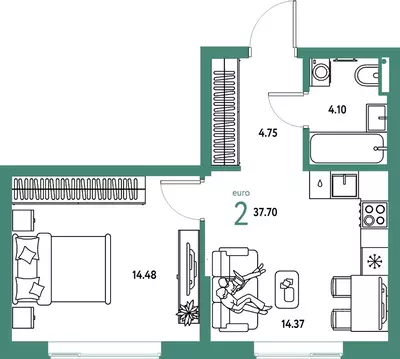 2-к кв. Московская область, Мытищи Страна.Парковая жилой комплекс ...