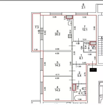 3-к кв. Санкт-Петербург Октябрьская наб., 44 (80.6 м)