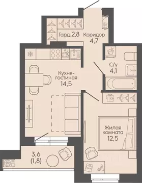 1-к кв. Волгоградская область, Волгоград Трехгорная ул., 27 (40.4 м)