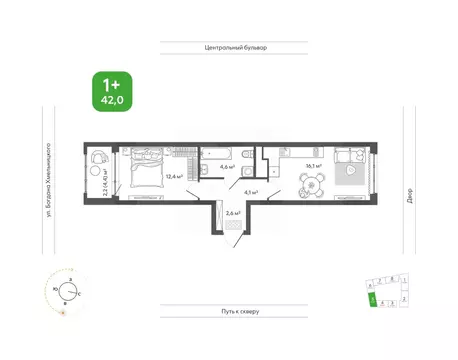 1-к кв. Новосибирская область, Новосибирск Природные кварталы Сибирия ...