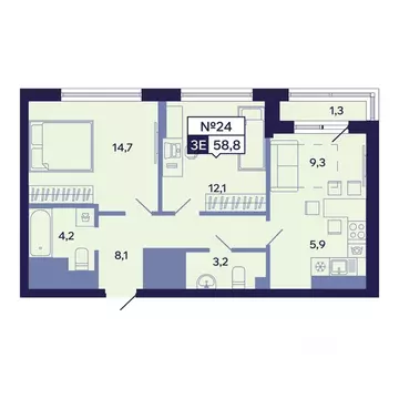 3-к кв. Саха (Якутия), Якутск ул. Новопортовская, 1А/1 (58.8 м)