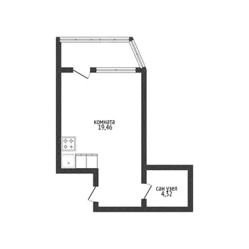 Квартира-студия: Цемдолина, улица Красина, 53к2 (27.24 м)