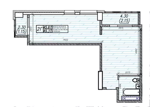 2-к кв. Приморский край, Владивосток Суприм жилой комплекс (49.31 м)
