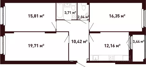 3-к кв. Свердловская область, Екатеринбург ул. Калинина, 55 (81.58 м)