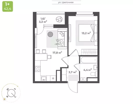 1-к кв. Тверская область, Тверь Соминка мкр,  (40.7 м)
