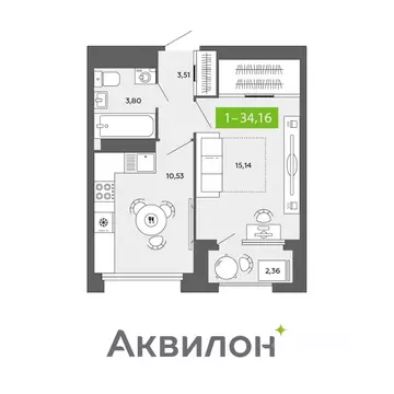 1-к кв. Архангельская область, Архангельск просп. Обводный Канал, 31 ...