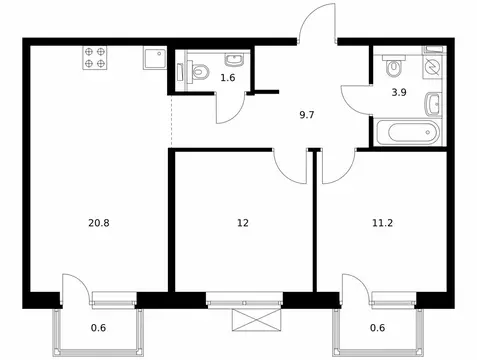 2-комнатная квартира: Москва, НАО, район Коммунарка, квартал № 76 ...