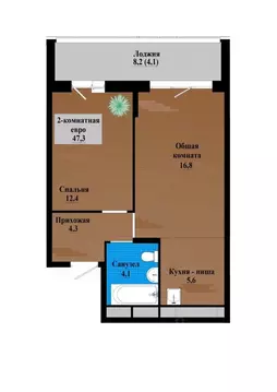 2-к кв. Забайкальский край, Чита просп. Маршала Жукова (48.0 м)