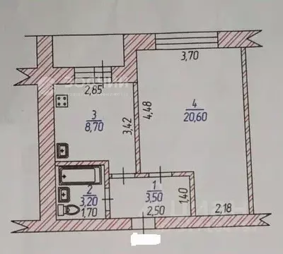 1-к кв. Чувашия, Шумерля ул. Пушкина, 29 (36.0 м)