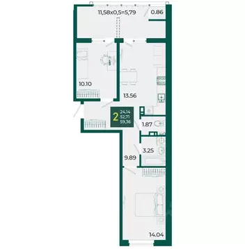 2-к кв. Краснодарский край, Краснодар Образцово мкр,  (59.36 м)
