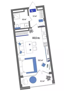 1-к кв. Крым, Судак ул. Набережная, 75 (43.3 м)