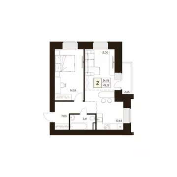 2-к кв. Башкортостан, Уфа ул. Ахметова, 296/2 (49.13 м)