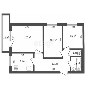 3-к кв. Мордовия, Саранск ул. Титова, 148 (57.2 м)