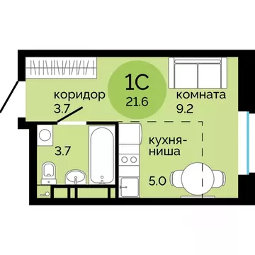 Студия Пермский край, Пермь ул. Яблочкова, 5к4 (21.6 м)