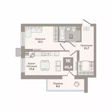 1-к кв. Курганская область, Курган Заозерный жилрайон, 12-й мкр, 2 ...