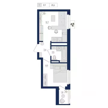 1-к кв. Башкортостан, Уфа ул. Евгения Столярова, 13 (28.6 м)