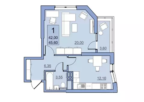 1-к кв. Саратовская область, Балаково Комсомольская ул., 65 (42.0 м)