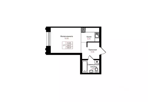1-к кв. Татарстан, Казань Лето жилой комплекс (28.07 м)