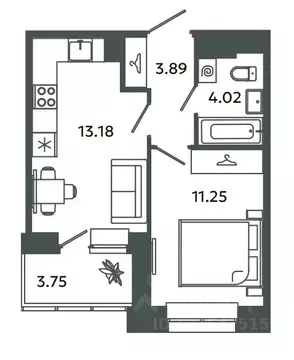 1-к кв. Ленинградская область, Ломоносовский район, Аннинское ...